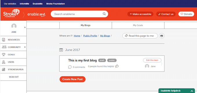 How Do I Create A Blog… | Enableme - Stroke Recovery And Support