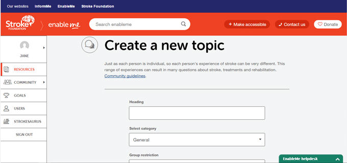 How Do I Create A Forum… | Enableme - Stroke Recovery And Support