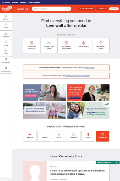 Homepage Redesign | Enableme - Stroke Recovery And Support