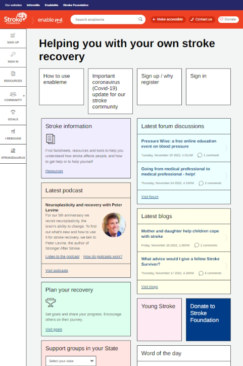 Homepage Redesign | Enableme - Stroke Recovery And Support